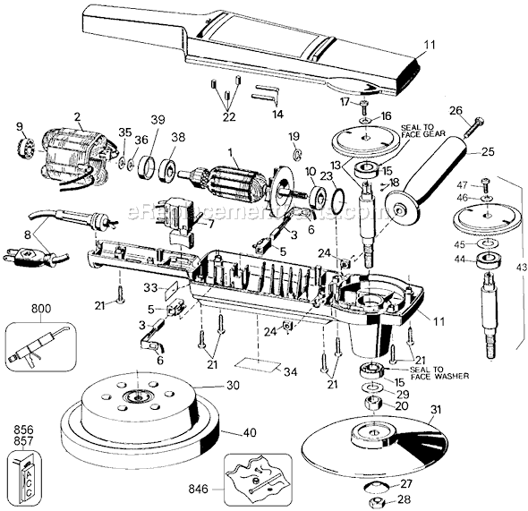 Page A Diagram and Parts List for 9533 Type 1 Black and Decker Sander Polisher